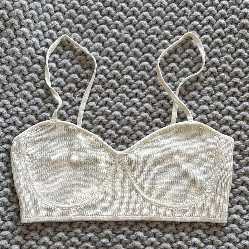 Cream Ribbed Women's Bralette